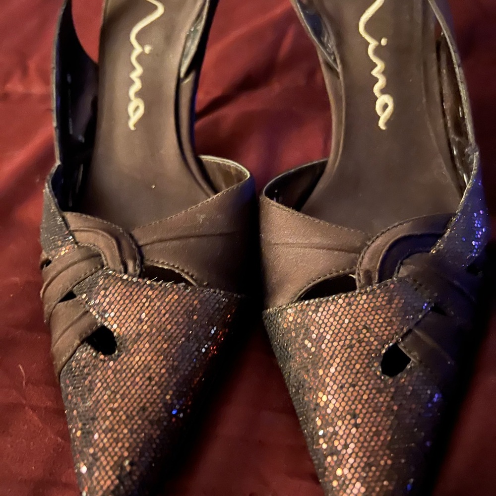 Nina Women's Glitter Pointed-Toe Heels - Black and Brown